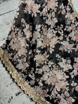 Black Soft Organza Party Wear Saree with Floral Digital Prints with Sequence and Zari Work - Kaash
