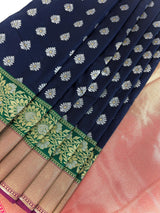 Black Banarasi saree in banarasi silk with traditional banarasi handloom weaving — Kaash Collection