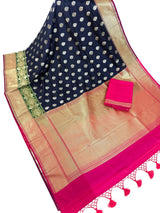 Black Banarasi saree in banarasi silk with traditional banarasi handloom weaving — Kaash Collection