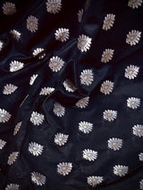 Black with Green Traditional Banarasi Silk Handloom Saree with Paithani Border and Pallu | Meenakari Work | Floral Saree - Kaash