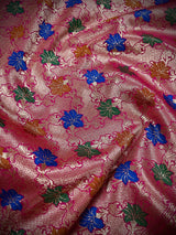 Black with Hot Pink Traditional Banarasi Silk Handloom Saree with Paithani Border and Pallu - Kaash