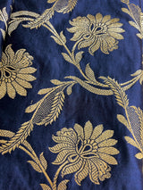 Blue and Hot Pink Color Traditional Banarasi Satin Silk Saree with Gold Zari Jaal Weave - Kaash