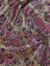 Blue and Hot Pink Color Traditional Banarasi Satin Silk Saree with Gold Zari Jaal Weave - Kaash