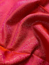 Blue and Peach Pink Pure Soft Kanjivaram Silk Saree - Muted Gold Color Zari - Heirloom Kanchipuram Pure Silk - SILK MARK CERTIFIED - Kaash