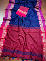 Blue and Purple Pure Khaadi Cotton with Temple Borders - Kaash