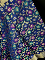Blue Color Banarasi Silk Dupatta - Floral Jaal with Meenakari - Muted Gold Zari Weaving Dupatta - Dupatta Gift For Her - Dupatta for Lehenga - Kaash