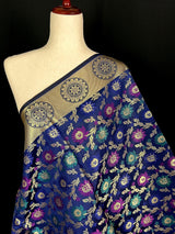 Blue Color Banarasi Silk Dupatta - Floral Jaal with Meenakari - Muted Gold Zari Weaving Dupatta - Dupatta Gift For Her - Dupatta for Lehenga - Kaash