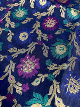 Blue Color Banarasi Silk Dupatta - Floral Jaal with Meenakari - Muted Gold Zari Weaving Dupatta - Dupatta Gift For Her - Dupatta for Lehenga - Kaash