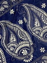 Blue Color Bangalori Silk Saree with Hand Kantha Stitch | Handwoven Kantha Stitch Sarees | Kantha Saress | Bengal Sarees | Silk Sarees - Kaash