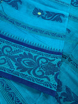 Blue Color Bengal Jamdani Tant Saree in Cotton | Bengal Sarees | Jamdani Tant Saree - Kaash