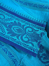Blue Color Bengal Jamdani Tant Saree in Cotton | Bengal Sarees | Jamdani Tant Saree - Kaash