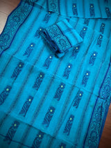 Blue Color Bengal Jamdani Tant Saree in Cotton | Bengal Sarees | Jamdani Tant Saree - Kaash