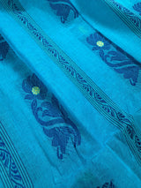 Blue Color Bengal Jamdani Tant Saree in Cotton | Bengal Sarees | Jamdani Tant Saree - Kaash