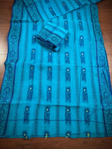 Blue Color Bengal Jamdani Tant Saree in Cotton | Bengal Sarees | Jamdani Tant Saree - Kaash