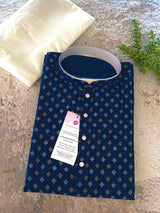 Blue Color Premium Pure Cotton Mens Kurta Pajama Set | Cotton Mens Kurtas | Father Son Kurta Set - Kaash