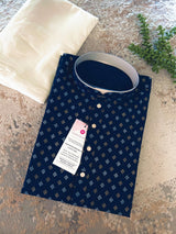 Blue Color Premium Pure Cotton Mens Kurta Pajama Set | Cotton Mens Kurtas | Father Son Kurta Set - Kaash