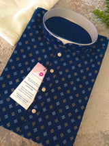 Blue Color Premium Pure Cotton Mens Kurta Pajama Set | Cotton Mens Kurtas | Father Son Kurta Set - Kaash