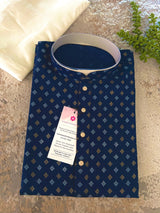 Blue Color Premium Pure Cotton Mens Kurta Pajama Set | Cotton Mens Kurtas | Father Son Kurta Set - Kaash