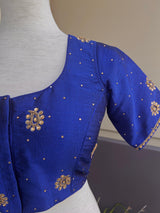 Blue Color Raw Silk Ready to Wear Blouse - Kaash