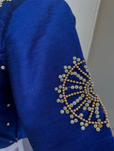 Blue Color Raw Silk Ready to Wear Blouse | Handwork Blouses | Padded Blouse | Readymade Blouses for Sarees | Green Color Saree Blouse - Kaash