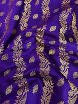 Blue Color Semi Banarasi Silk Saree with Muted Gold Zari Weave - Kaash