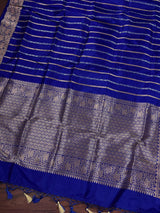 Blue Pure Banarasi Katan Silk Saree with Copper and Sliver Zari | SILK Mark Certified - Kaash