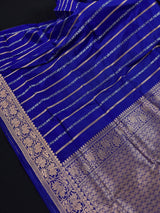 Blue Pure Banarasi Katan Silk Saree with Copper and Sliver Zari | SILK Mark Certified - Kaash