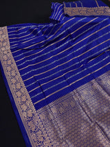 Blue Pure Banarasi Katan Silk Saree with Copper and Sliver Zari | SILK Mark Certified - Kaash