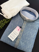 Bluish Grey Color Men Kurta – Grey Blue Kurta for Men - Kaash