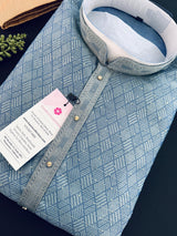 Bluish Grey Color Men Kurta – Grey Blue Kurta for Men - Kaash
