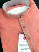 Blush Pink designer Men Kurta Pajama Set with Weave Work - Kaash