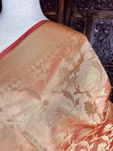 Blush/Skin Pink Banarasi Soft Silk Dupatta | Floral Dupatta | Soft and Light Weight Dupatta | Silk Dupatta | Stole | Scarf | Gift For Her - Kaash