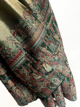Bottle Green kani silk Kashmiri shawl with moonlight mughal kani weave — Kaash Collection