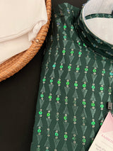 Bottle Green men's kurta pajama in premium silk with all-over sequin & embroidery on premium silk — Kaash Collection