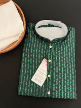 Bottle Green men's kurta pajama in premium silk with all-over sequin & embroidery on premium silk — Kaash Collection
