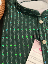Bottle Green men's kurta pajama in premium silk with all-over sequin & embroidery on premium silk — Kaash Collection