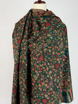 Bottle Green Pure Pashmina Kani Weave Kashmiri Shawl - Kaash