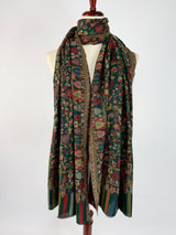 Bottle Green Pure Pashmina Kani Weave Kashmiri Shawl - Kaash