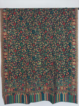 Bottle Green Pure Pashmina Kani Weave Kashmiri Shawl - Kaash