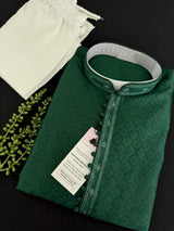 Bottle Green Soft Silk Kurta Pajama for Men - Kaash