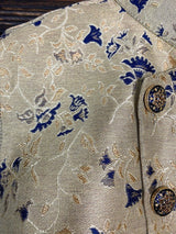 Blue & Gold Boys 3pcs Floral Jacket 3-piece kurta pajama set for boys with floral jacket 3pc set — Kaash Collection