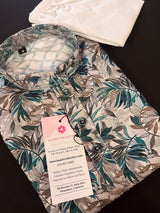 Boys Floral Lucknowi Chikankari Embroidery 2pcs Kurta with bottom | Pure Cotton Kurta | Boys Kurta Sets | Boys Kurtas | Soft Cotton Kurtas - Kaash