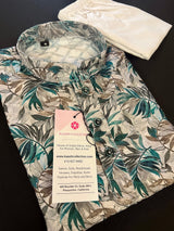 Boys Floral Lucknowi Chikankari Embroidery 2pcs Kurta with bottom | Pure Cotton Kurta | Boys Kurta Sets | Boys Kurtas | Soft Cotton Kurtas - Kaash