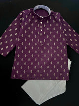 Boys Kurta Set - Father-Son Kurta Set - Boys Eggplant Purple Color Kurta - Premium Pure Cotton Kurta Pajama Set for Boys - Kids Kurta Pajama - Kaash