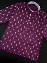 Boys Kurta Set - Father-Son Kurta Set - Boys Eggplant Purple Color Kurta - Premium Pure Cotton Kurta Pajama Set for Boys - Kids Kurta Pajama - Kaash