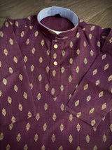 Boys Kurta Set - Father-Son Kurta Set - Boys Eggplant Purple Color Kurta - Premium Pure Cotton Kurta Pajama Set for Boys - Kids Kurta Pajama - Kaash