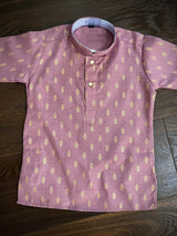 Lavender Father-Son Cotton 2-piece kurta pajama set for boys with small gold zari buttis — Kaash Collection