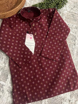 Boys Kurta Set - Father-Son Kurta Sets - Boys Wine Color Kurta - Premium Pure Cotton Kurta Pajama Set for Boys - Kids Kurta Pajama - Kaash