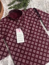 Boys Maroon Color Premium Cotton Silk Kurta Pajama Set - Kaash