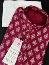 Boys Wine Color Premium Cotton Silk Kurta Pajama Set with small Self design Butti | Cotton Kids Kurtas | Boys Kurta Pajama Sets - Kaash